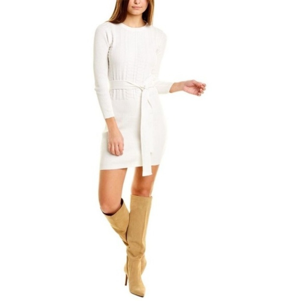 NWOT Area Stars Womens Belted Sweater Dress, Ivory, Size Small